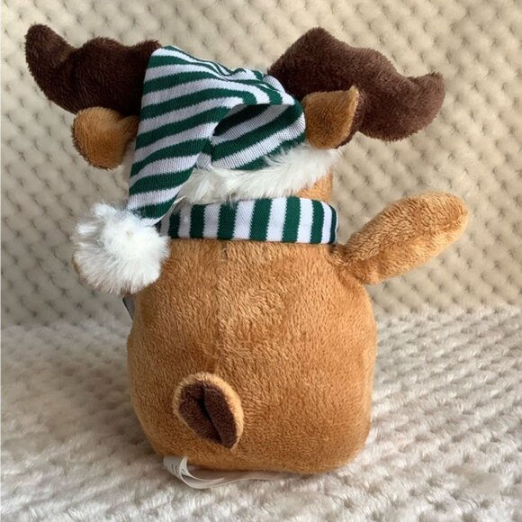 Best Made Toys Brown Stuffed Reindeer with Green Striped Hat and Scarf Plush - Picture 5 of 7